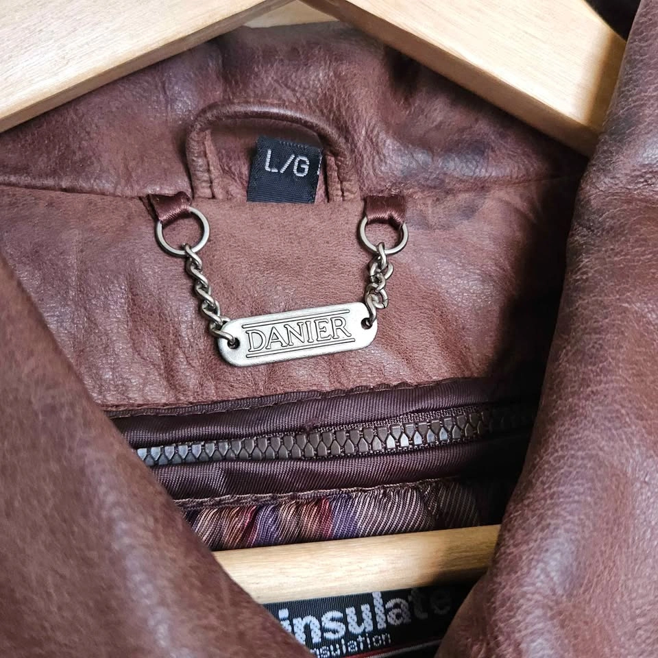 Men's Danier Brown Leather Jacket Size: L - photo 3