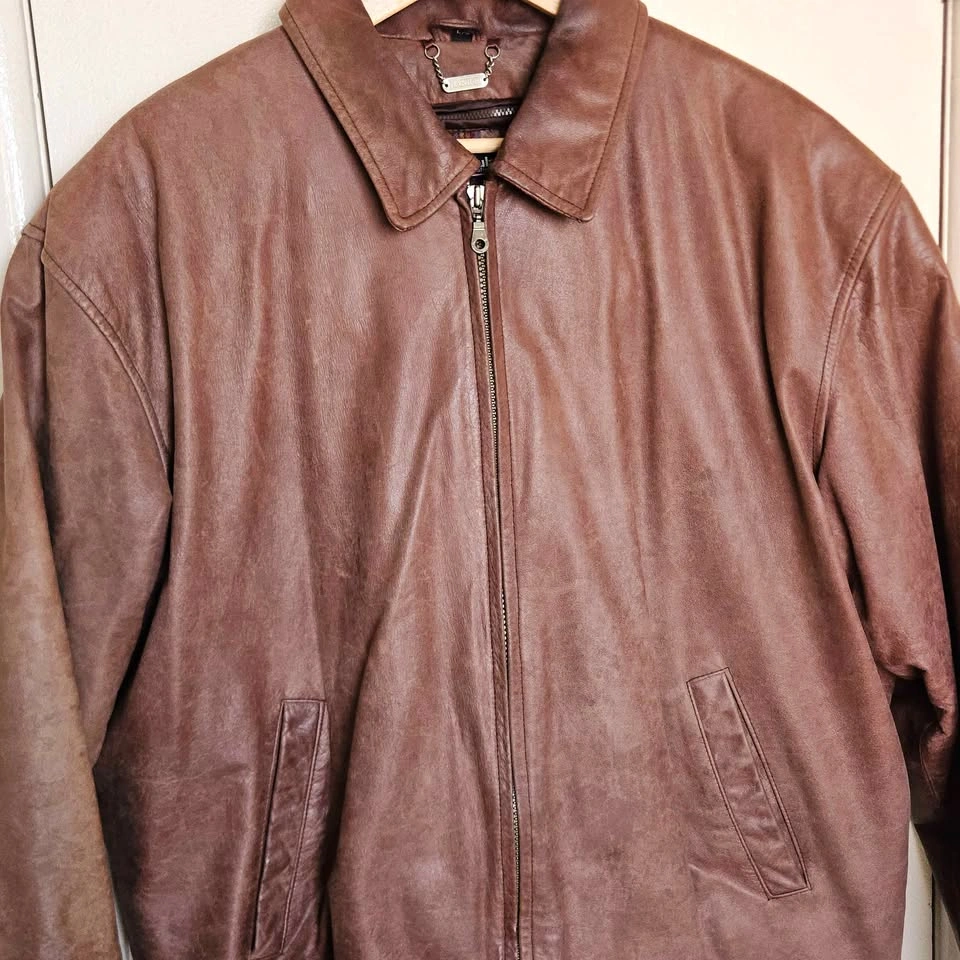 Men's Danier Brown Leather Jacket Size: L - photo 4