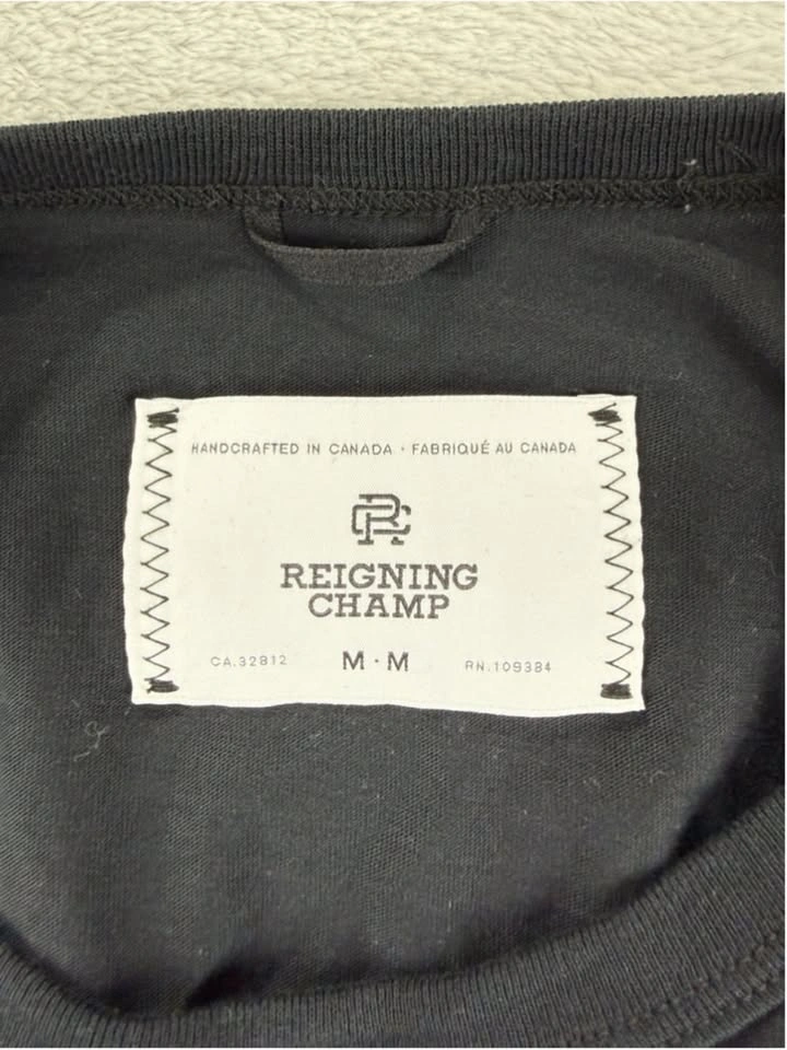 Reigning Champ Men's Medium Black Pima Cotton Long Sleeve - photo 2