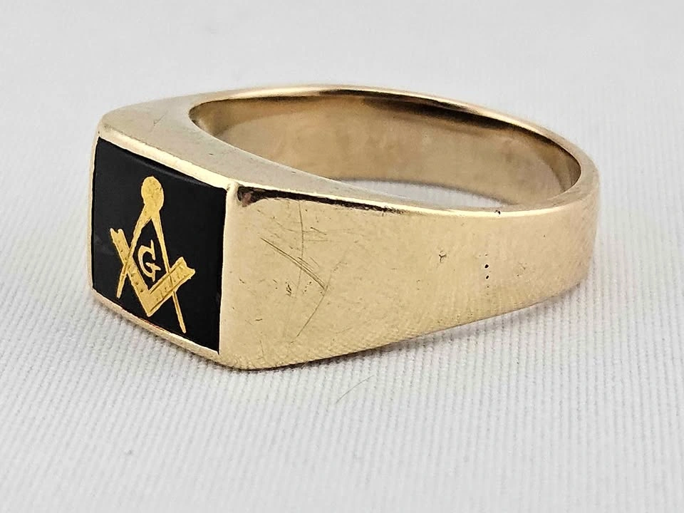 Men's 10k Gold Masonic Ring Size 9 (6.16g) - photo 2