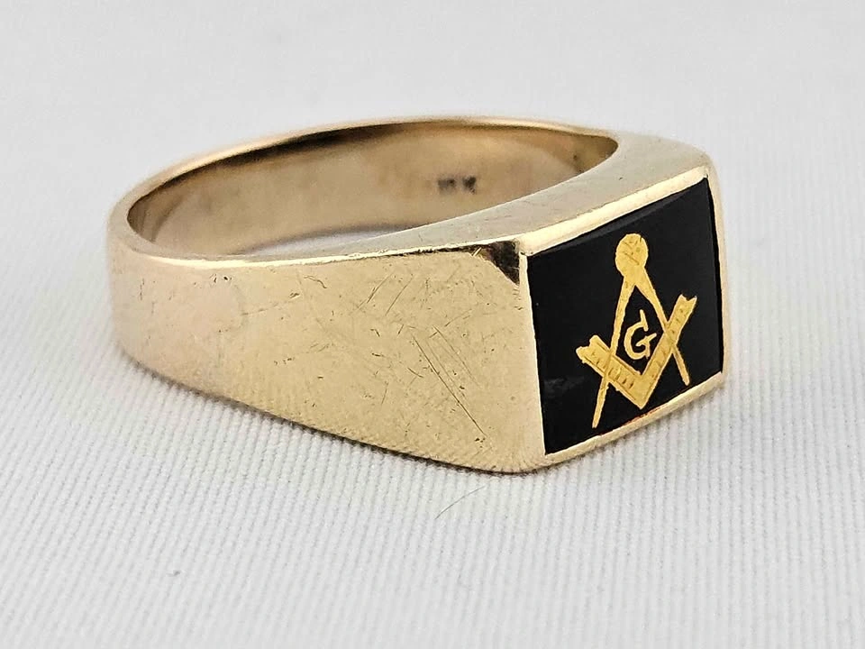 Men's 10k Gold Masonic Ring Size 9 (6.16g) - photo 3