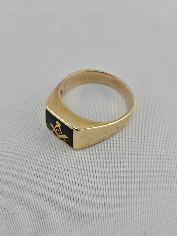 Men's 10k Gold Masonic Ring Size 9 (6.16g) - photo 5