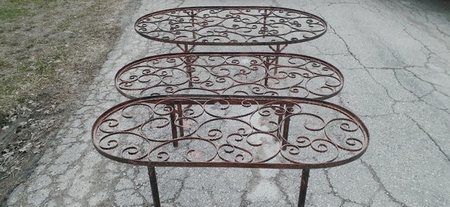 Set of 3 Vintage Wrought Iron Plant Stands