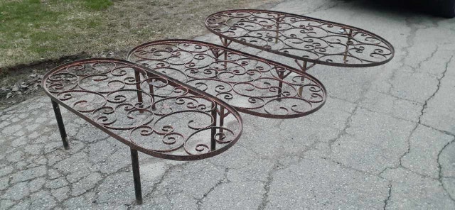 Set of 3 Vintage Wrought Iron Plant Stands - photo 2