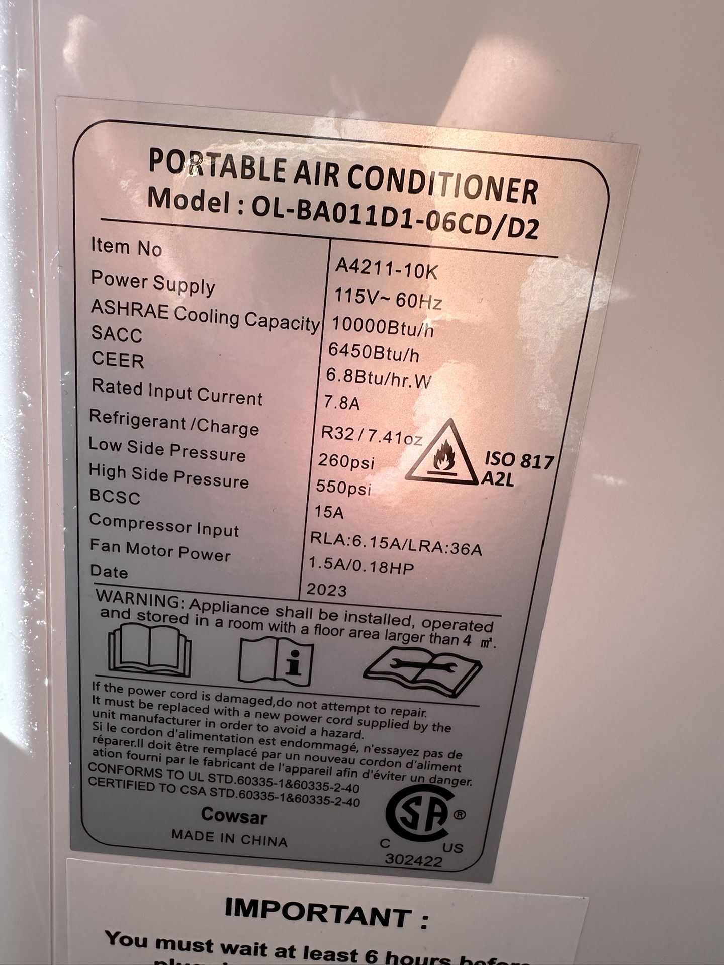Portable AC (8k BTUs) - photo 3