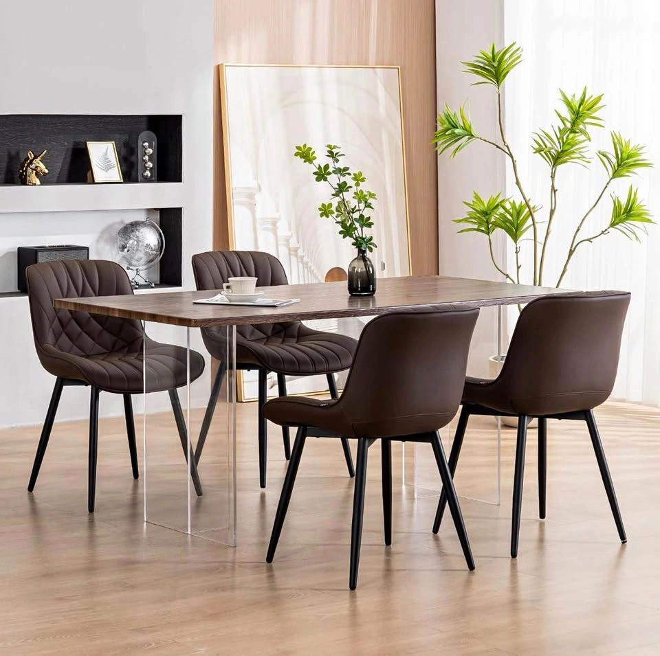 YOUNUOKE Dark Brown Dining Chairs (Set of 4)