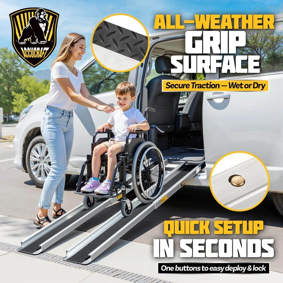 8FT Portable Wheelchair Ramp Set (2 Pack) - 1200 lb Capacity - photo 5