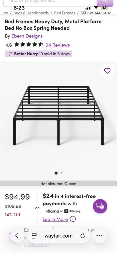 Ebern Designs Heavy Duty Queen Metal Platform Bed Frame - photo 2