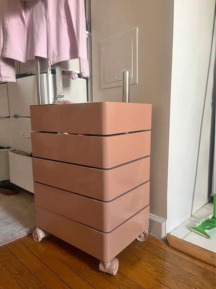 Pink 4-Drawer Storage Cart on Wheels