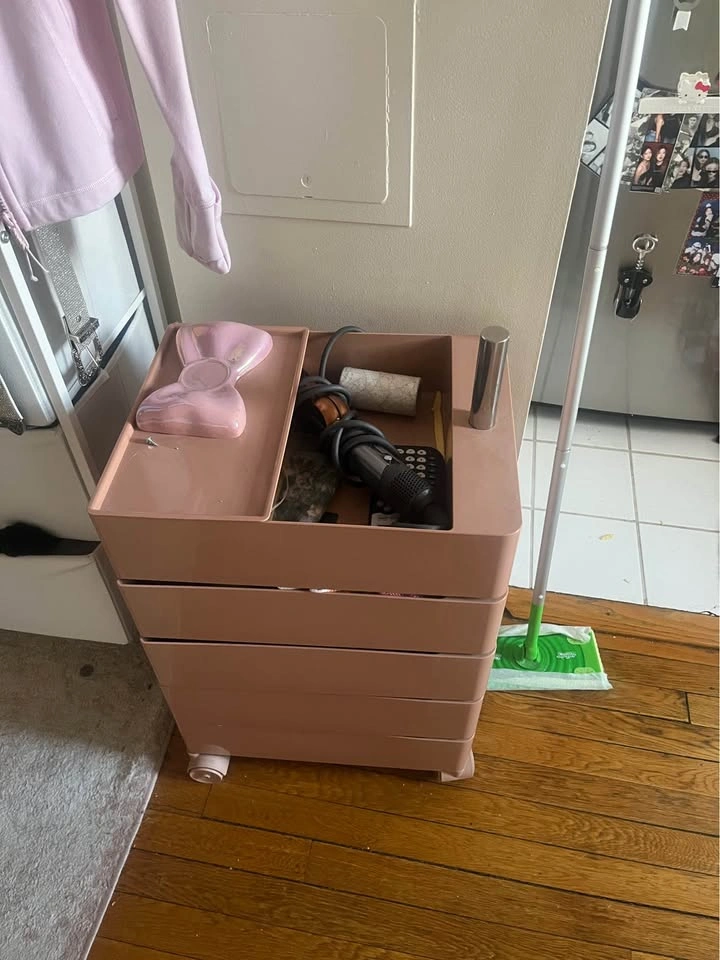Pink 4-Drawer Storage Cart on Wheels - photo 3