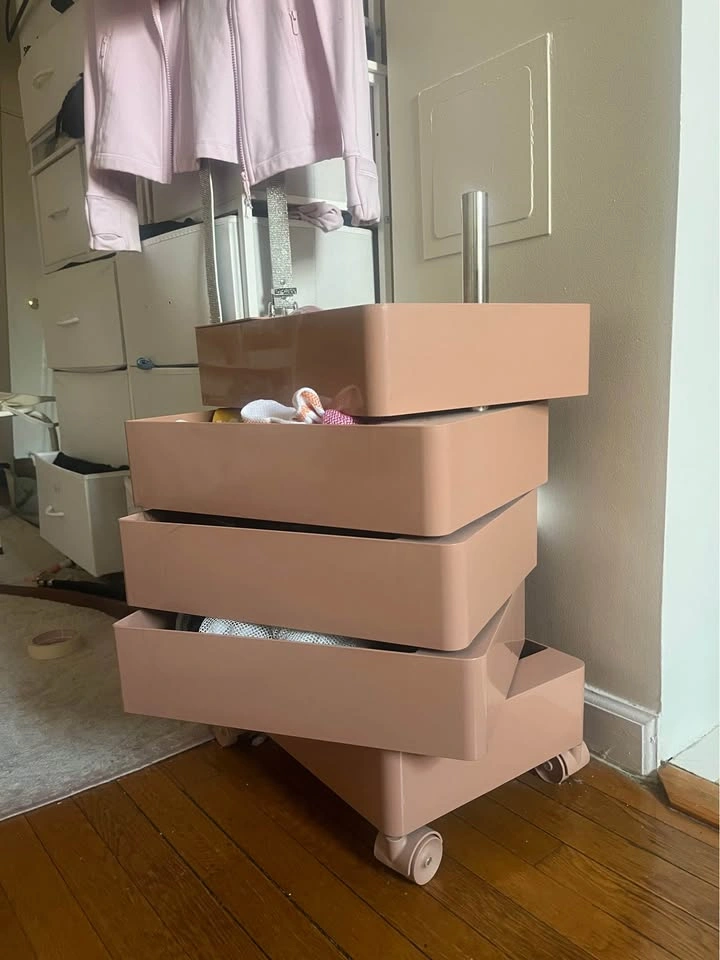 Pink 4-Drawer Storage Cart on Wheels - photo 4