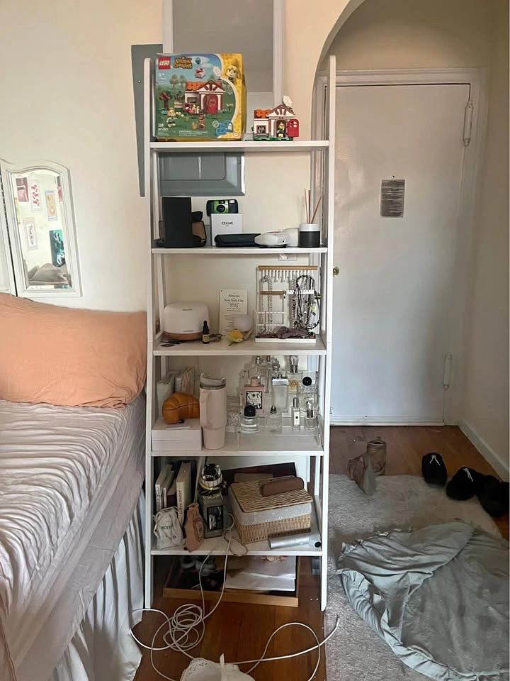 White ladder shelves