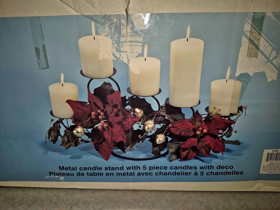 Metal Candle Stand With candles.