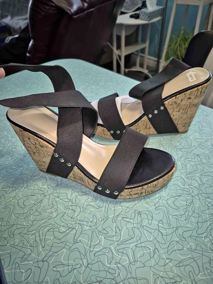 BNIB Strap Wedge Heels, 41/Size 10
