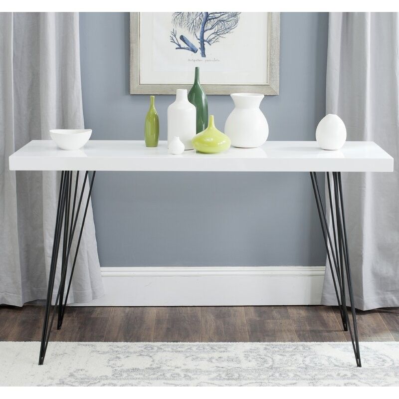 Contemporary White Lacquer Console Table (55")