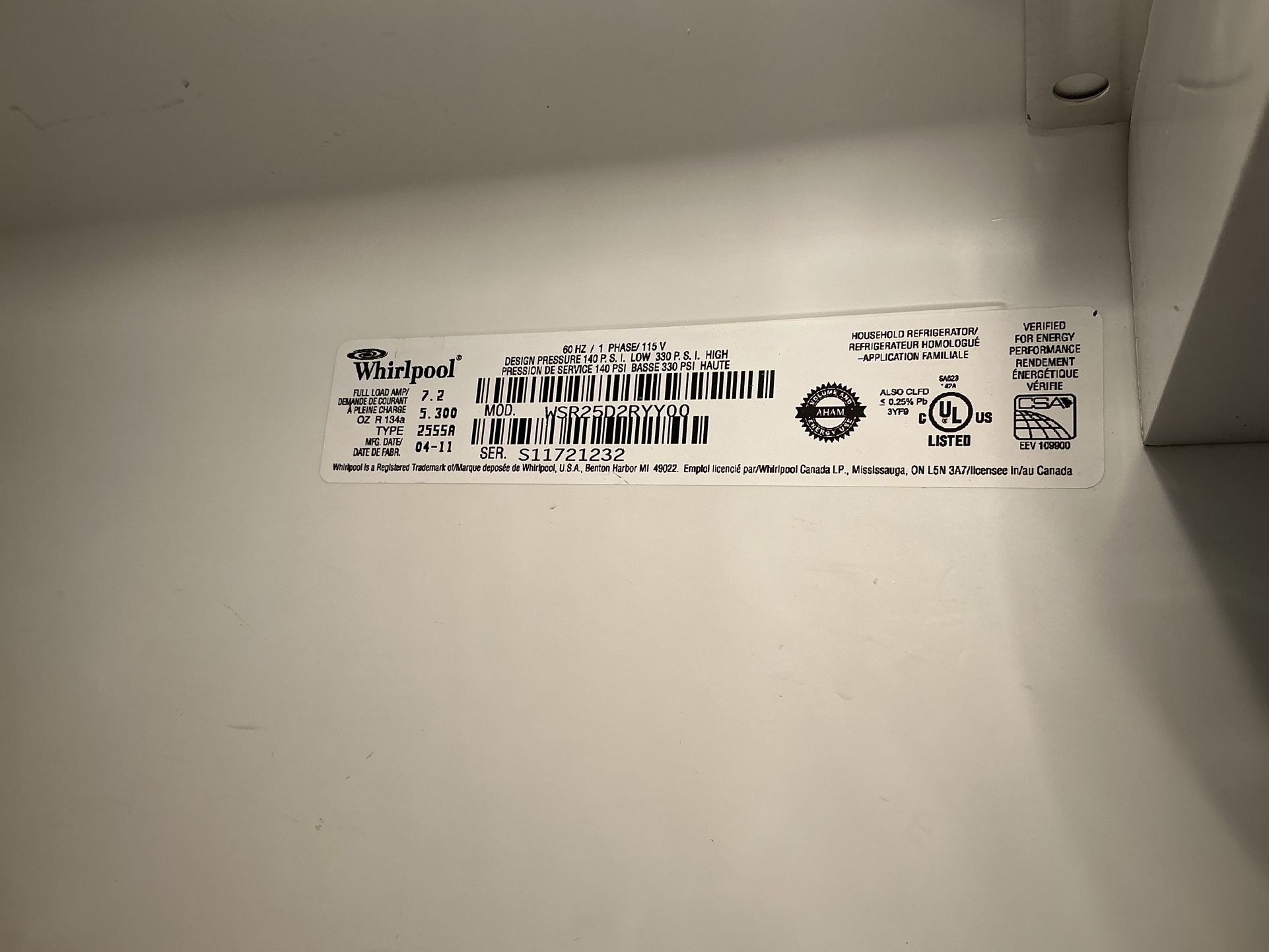 Whirlpool 25.3 cu. ft. Side by Side Refrigerator - photo 5