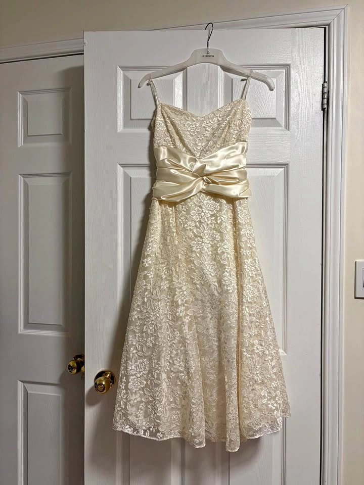 Cream Lace Dress with Stole