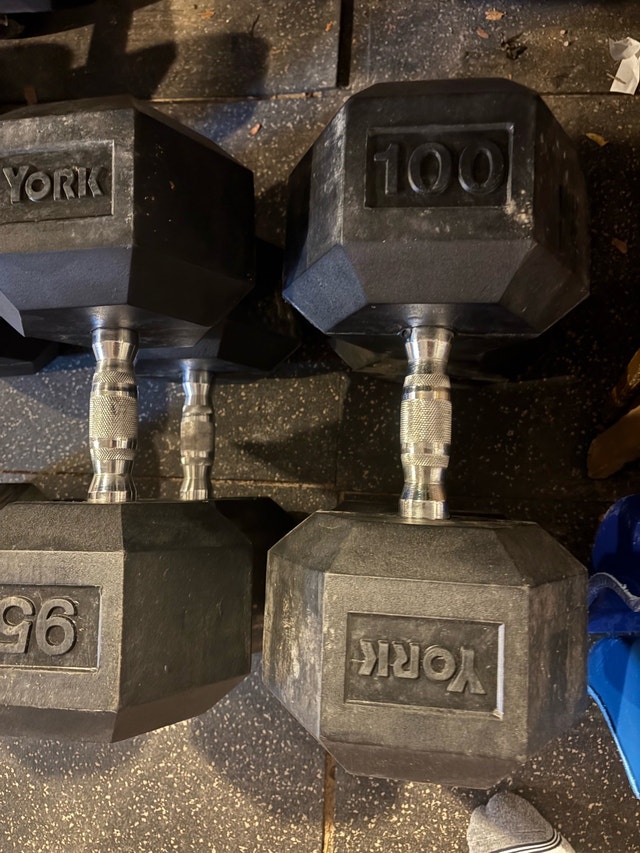 95lbs Dumbbells Rubber Hexbells