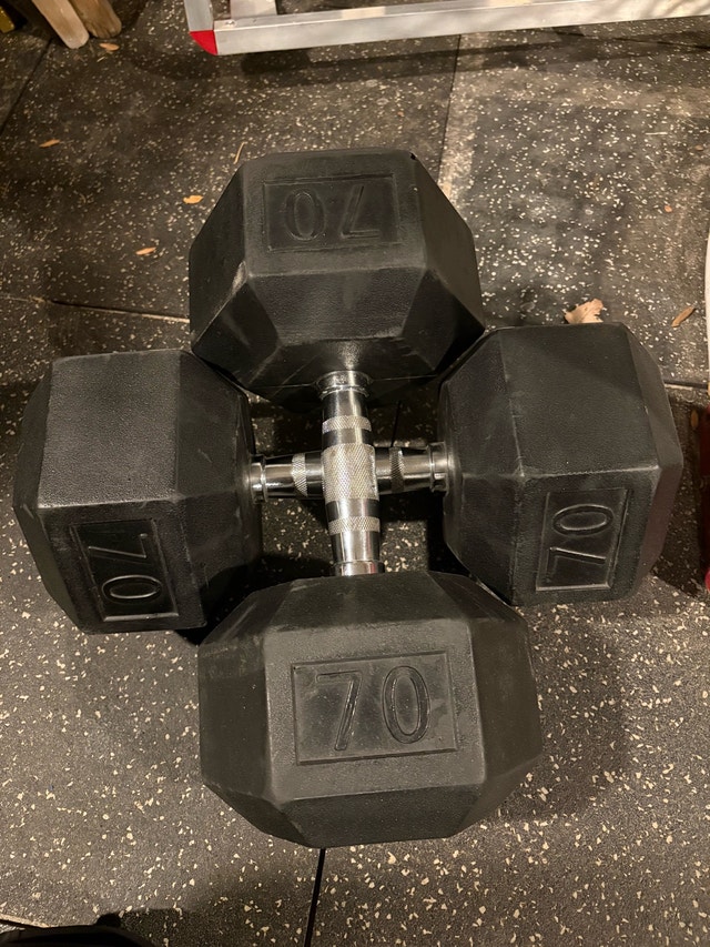 95lbs Dumbbells Rubber Hexbells - photo 4
