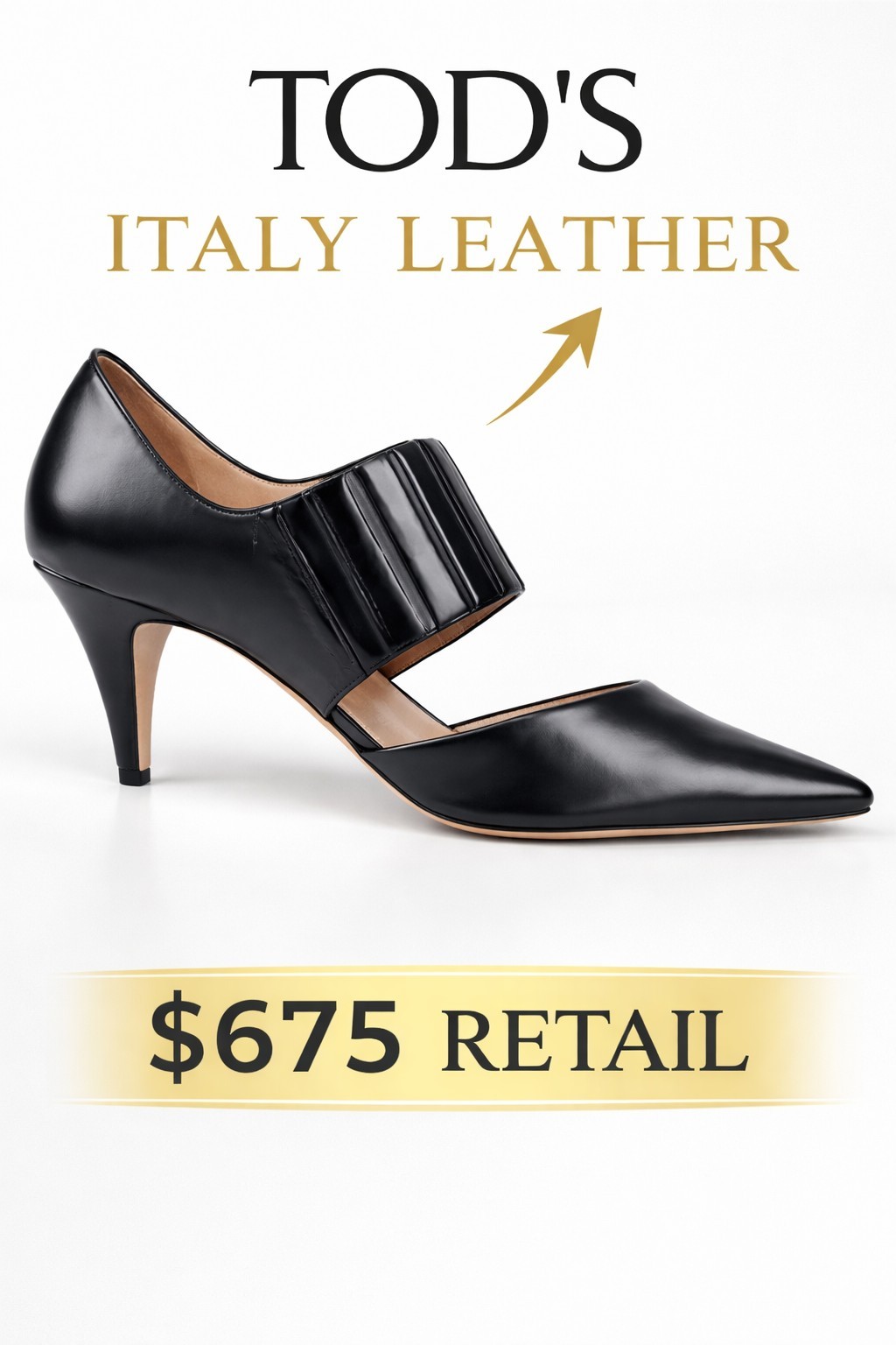TOD’S Black Leather Mary Jane Pumps 35.5 Italy $675 +tax Retail - photo 2
