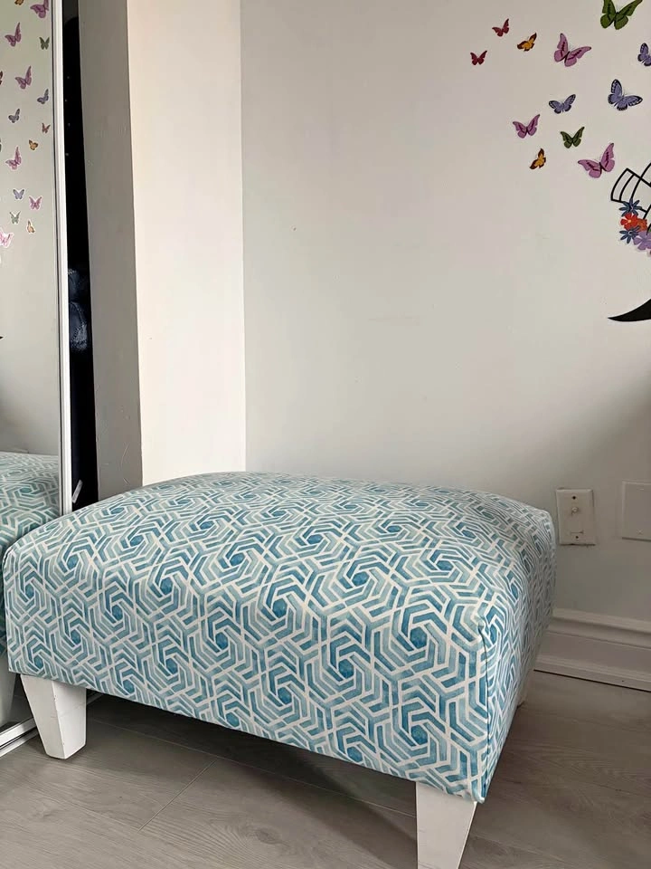 Blue ottoman footstool
