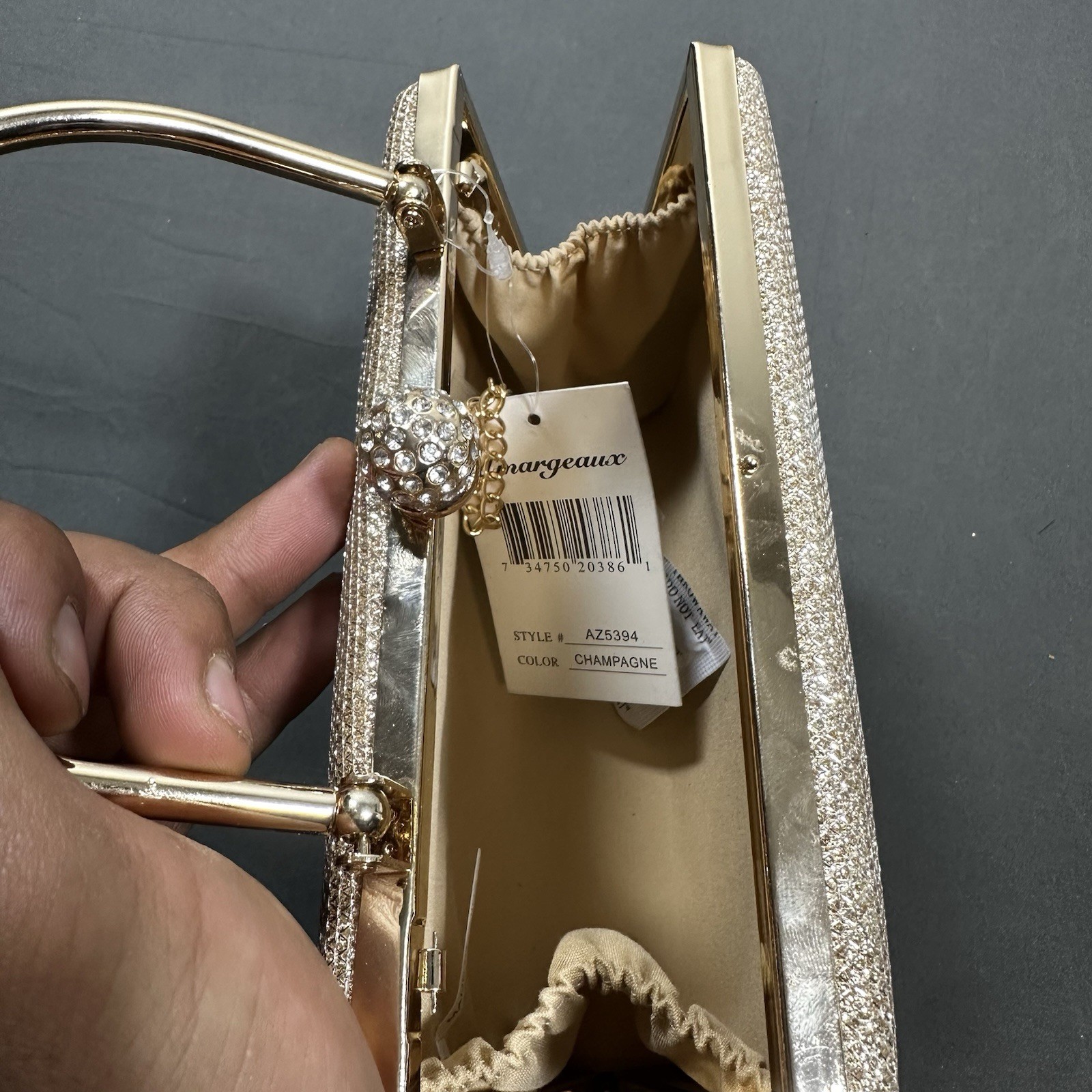 D’Margeaux New York Gold Glitter Evening Bag Sparkly Clutch Rhin - photo 5