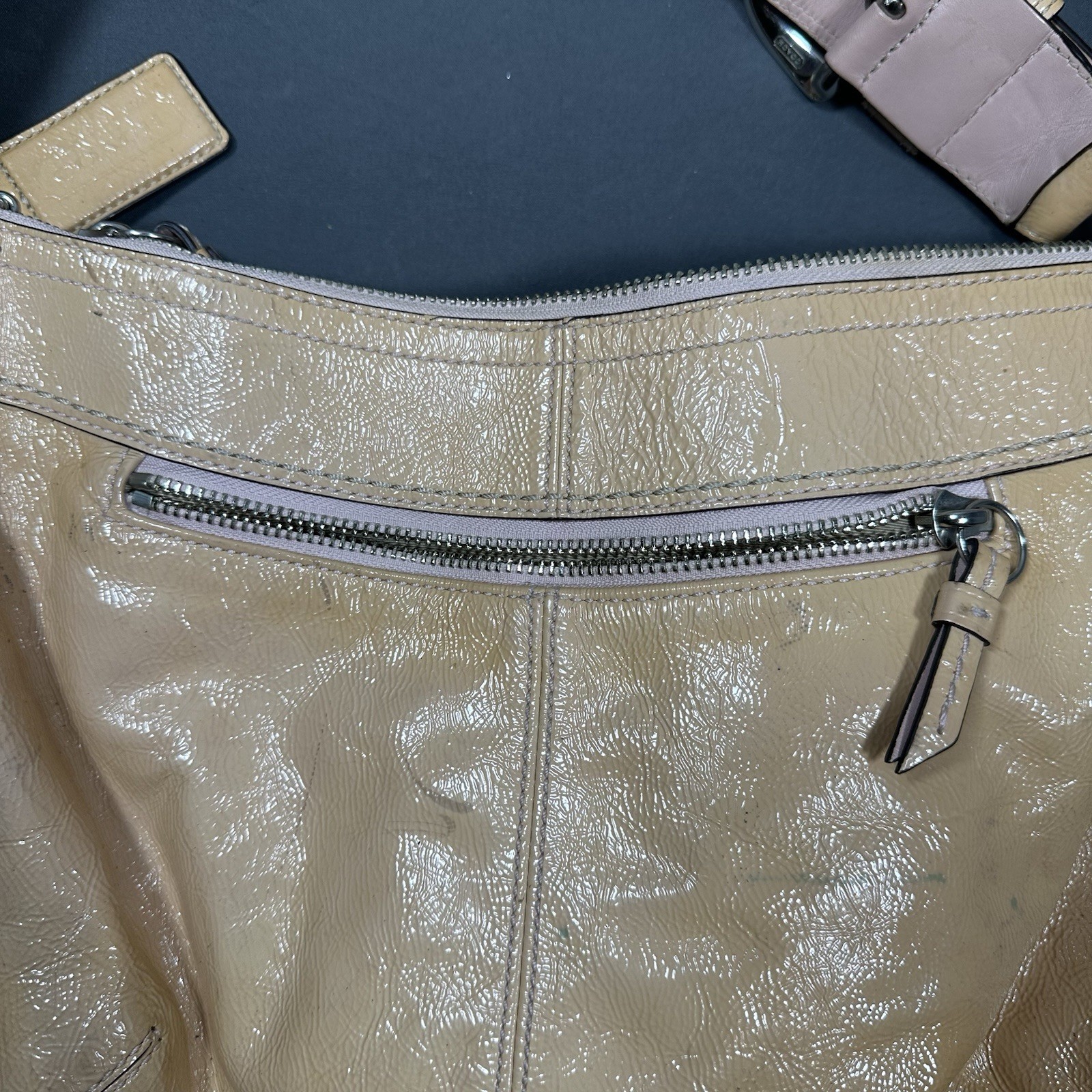 Coach Yellow Leather Hobo Bag Silver Hardware Pleated Front Shou - photo 4