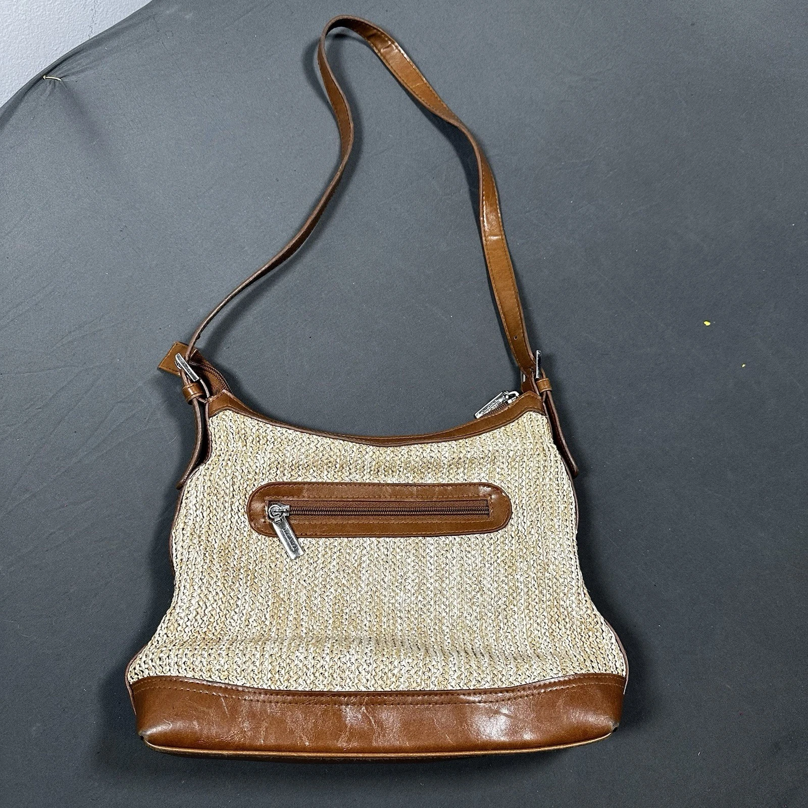 Diverso Italy Vintage Woven Straw & Leather Shoulder Bag - photo 2