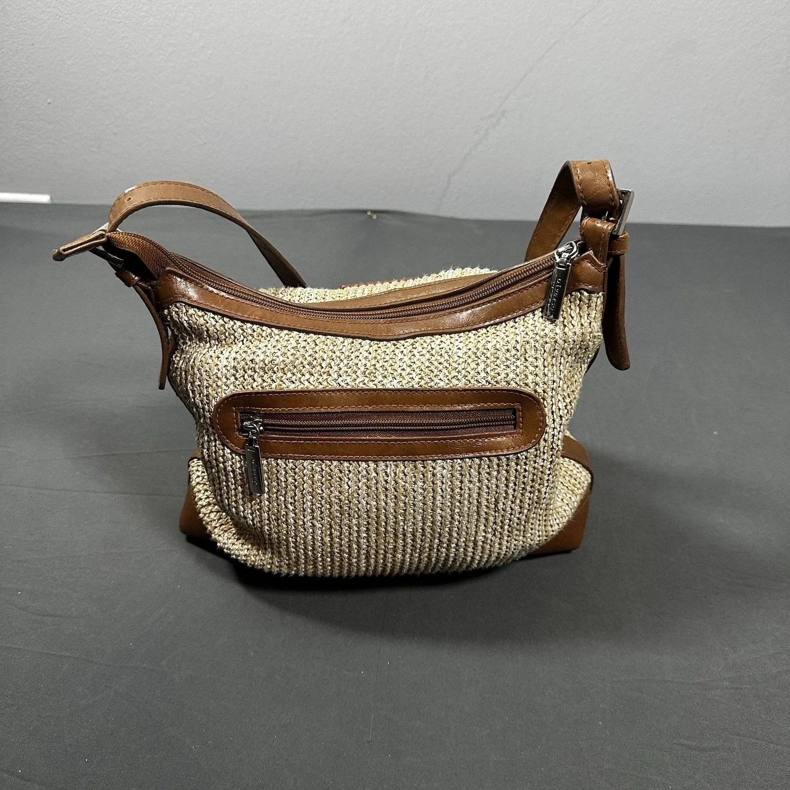 Diverso Italy Vintage Woven Straw & Leather Shoulder Bag - photo 5