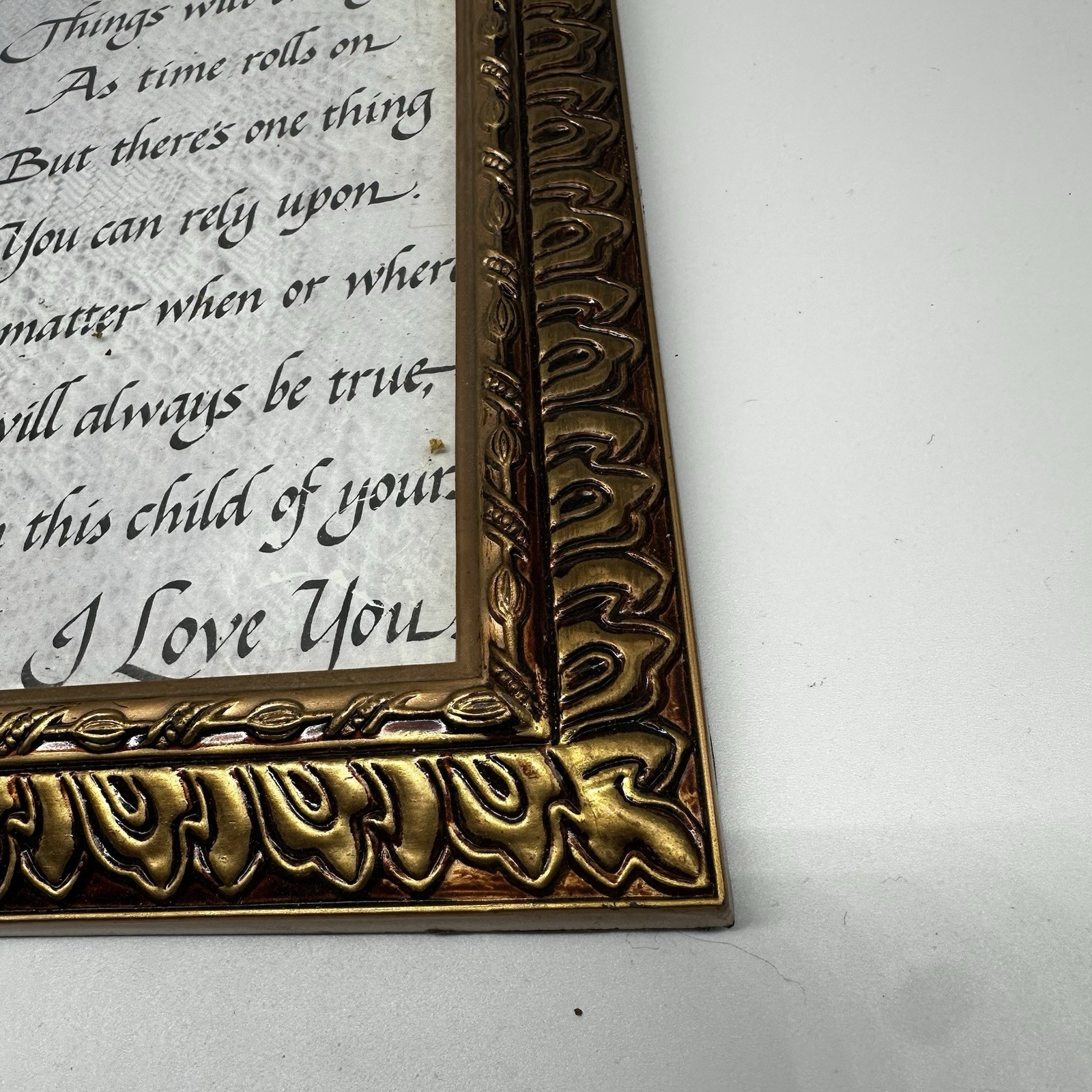 Mother Poem Framed Wall Art Floral Hearts Gold Ornate Frame Vint - photo 2