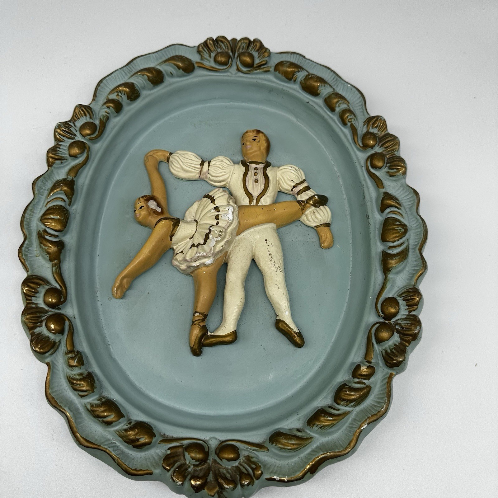 Vintage Decorative Wall Plate with Dancing Couple Relief