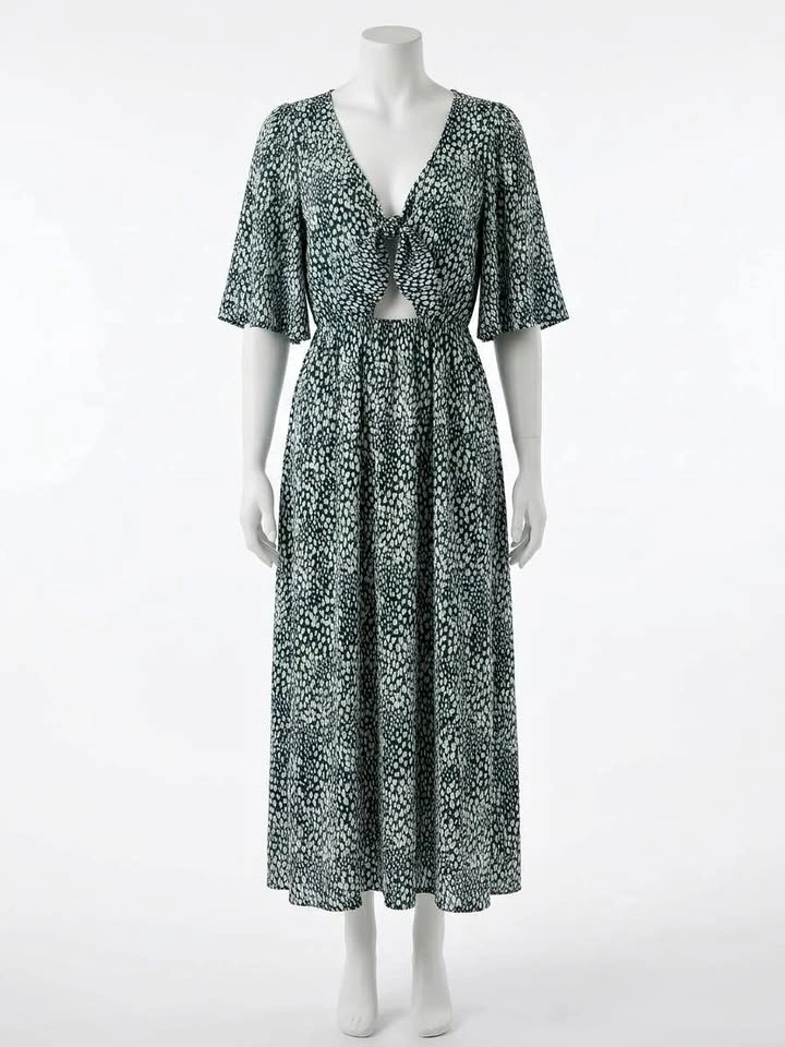 Audrey 3+1 Tie Front Cutout Maxi Dress - Large
