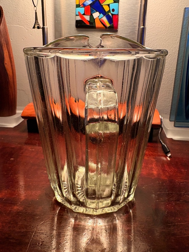 Heavy Vintage Clear Panelled Glass 60 oz Jug Pitcher - photo 2