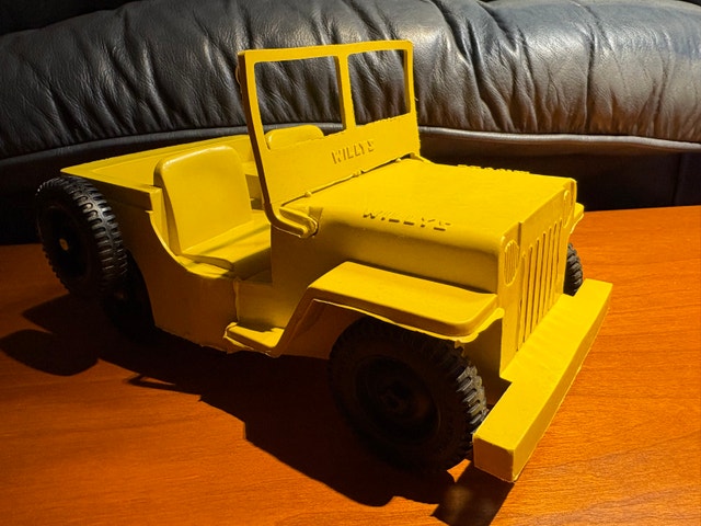 50s Louis Marx & Co WILLIS JEEP Rubber/plastic toy.