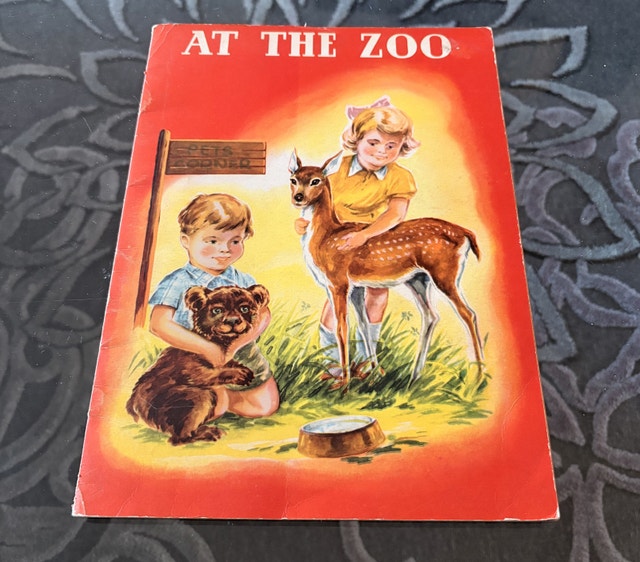 Vintage 40’s Children Illustrated Book “At the Zoo”