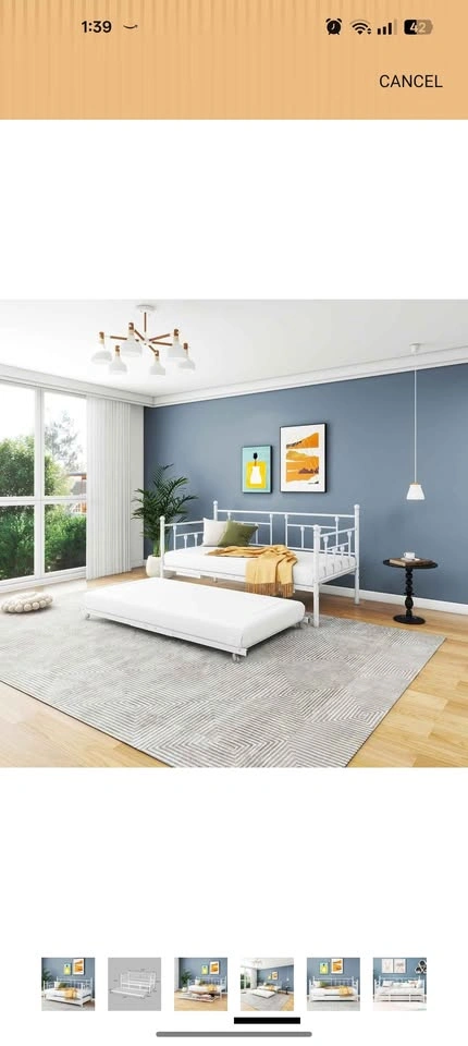 Twin Size Metal Daybed Frame with Trundle - photo 2