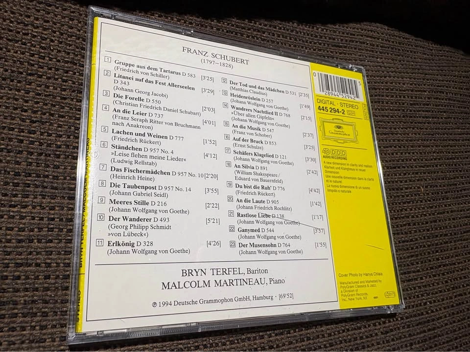 Signed Bryn Terfel - An Die Musik Schubert Songs CD (Deutsche G) - photo 3