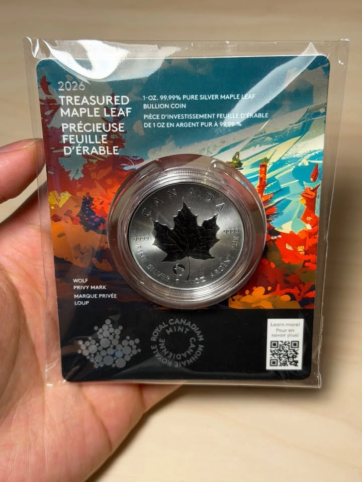 2026 Maple Leaf 1oz Silver Coin (Wolf Privy Mark, Premium Bullio - photo 3