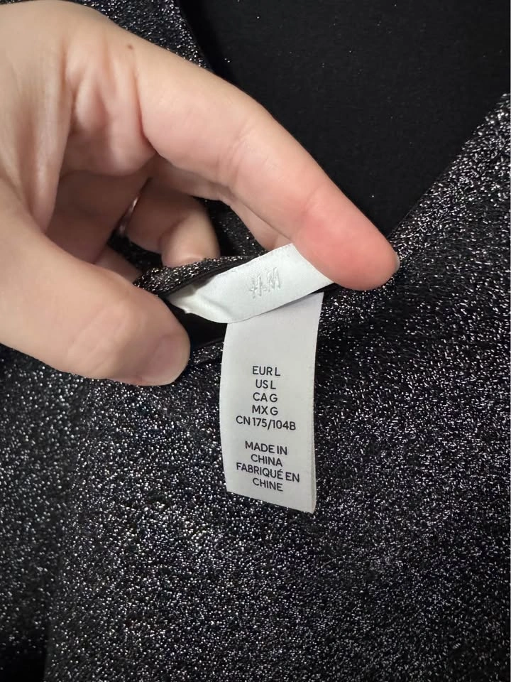 H&M Grey Sparkly Deep Back Dress - Size L - photo 3