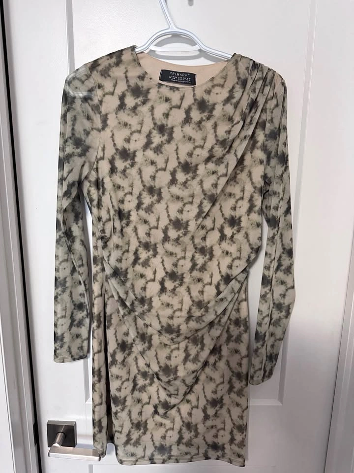 Green Print Bodycon Dress - Size M (8-10)