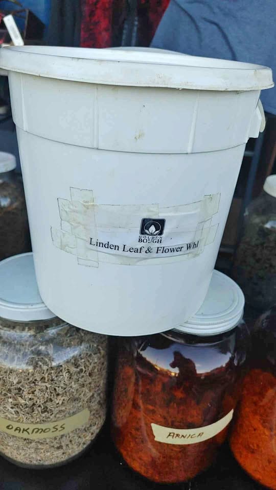 Large jars of dried herbs for making therapeutic oils
