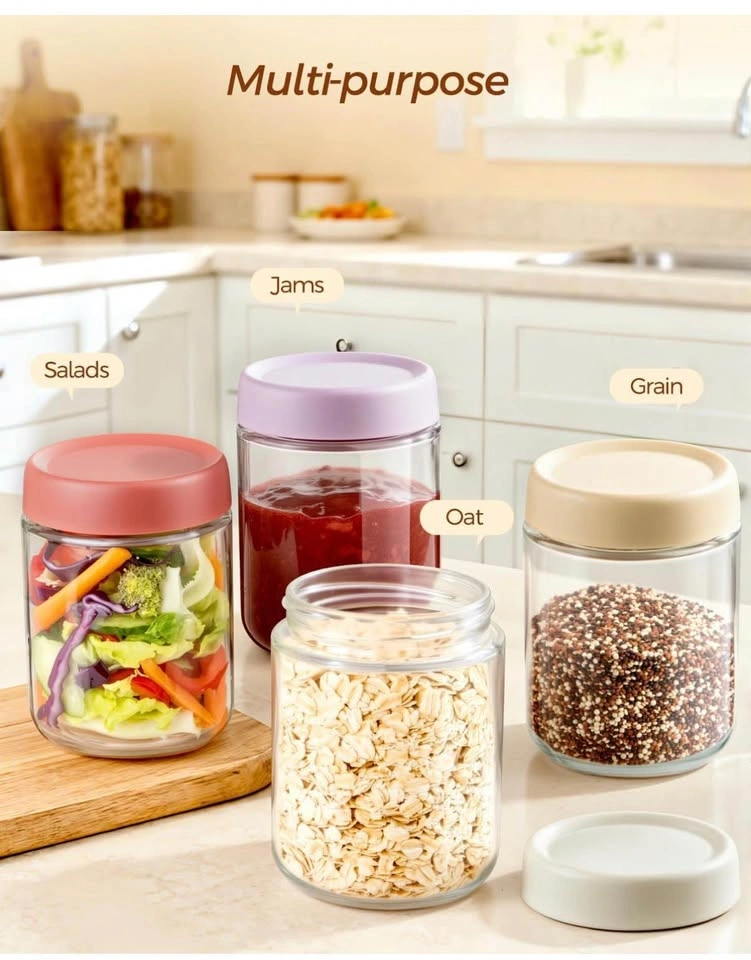Overnight Oats Glass Jars with Lids - 4 Jars - photo 2