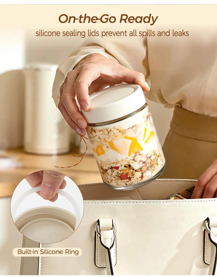 Overnight Oats Glass Jars with Lids - 4 Jars - photo 3