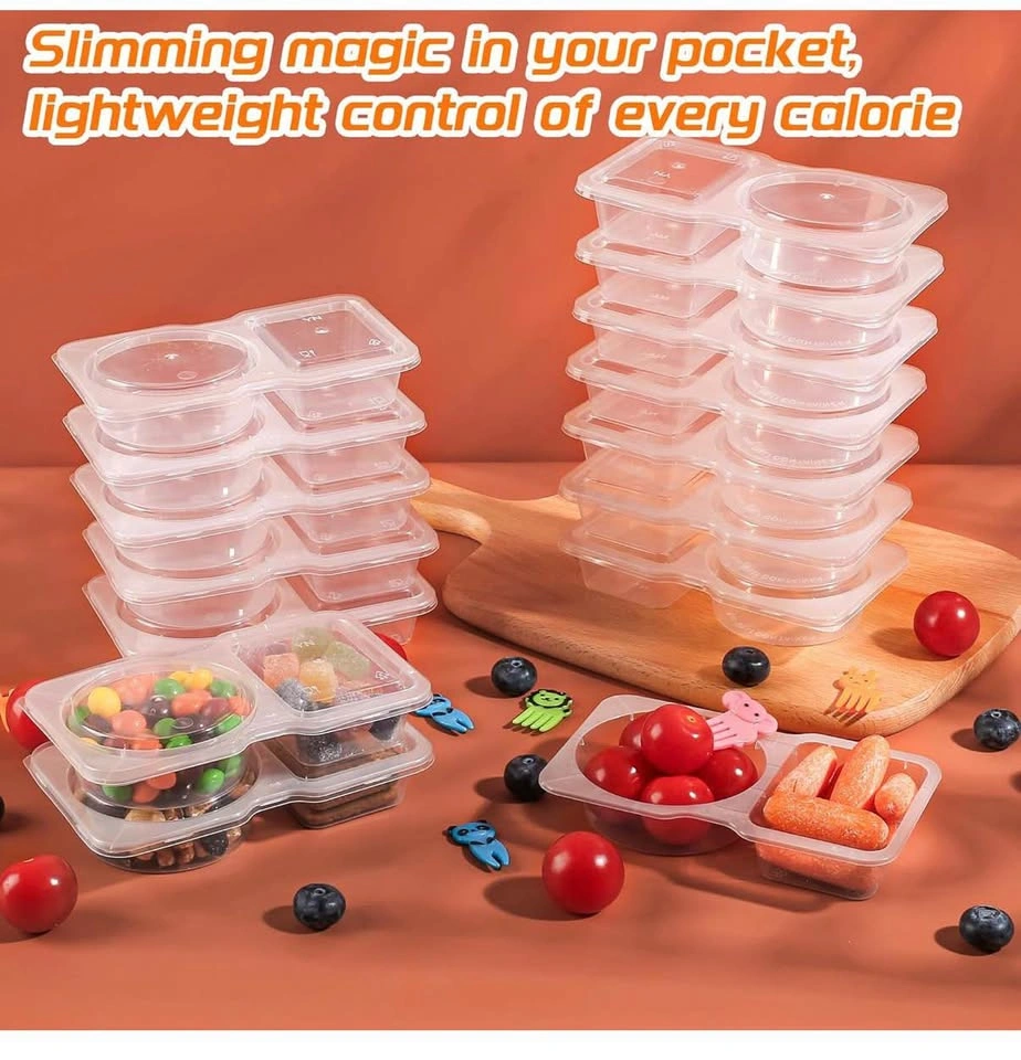10 Pack Plastic Containers with Lids - Double Compartment - photo 2