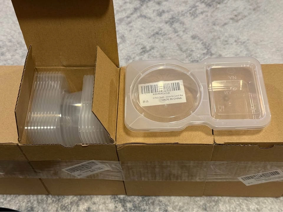 10 Pack Plastic Containers with Lids - Double Compartment - photo 5