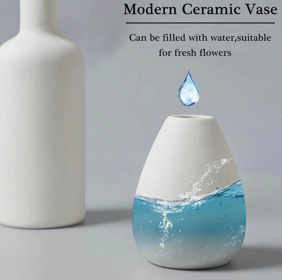 Modern White Ceramic Vase Set - 4 Pcs - photo 4