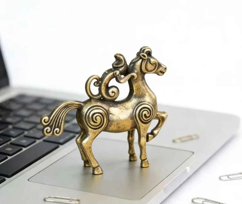 Small Mini Golden Horse Statue - Wealth, Safety, Smooth Sailing - photo 2