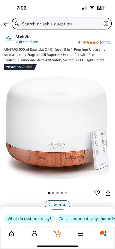 New and sealed Asakuki 500ml essential premium oil diffuser thumbnail