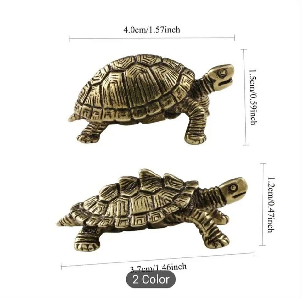 Copper Brass Solid Turtle Wealth Longevity Money Tortoise Small - photo 2
