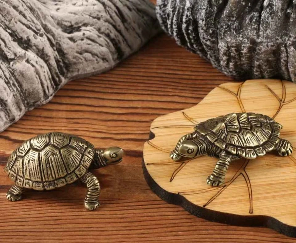 Copper Brass Solid Turtle Wealth Longevity Money Tortoise Small - photo 3